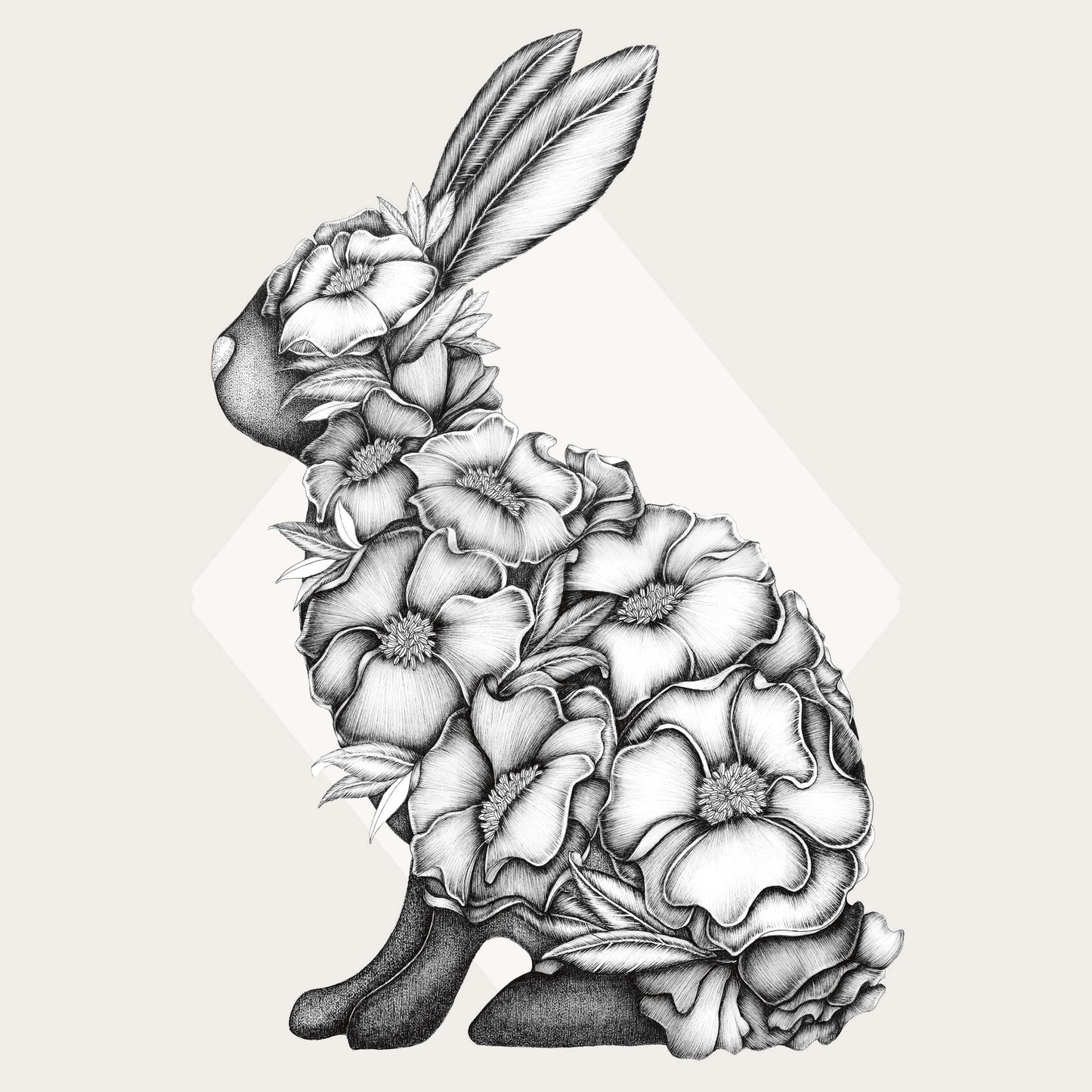 Floral Rabbit Print - Art Print