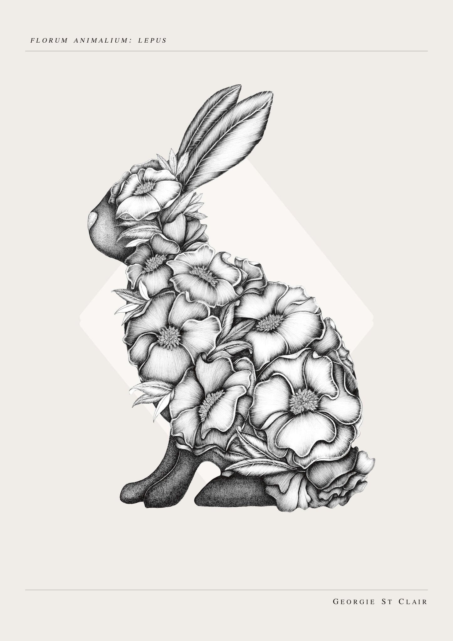 Floral Rabbit Print - Art Print