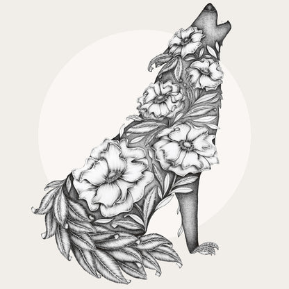 Floral Wolf  - Art Print