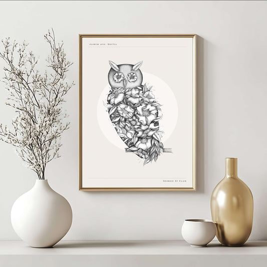 Floral Owl  - Art Print