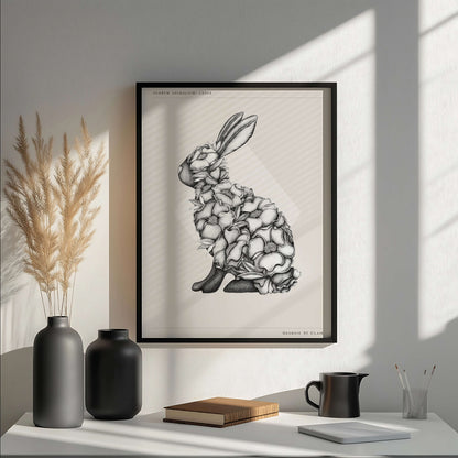 Floral Rabbit Print - Art Print