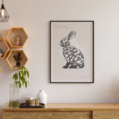 Floral Rabbit Print - Art Print